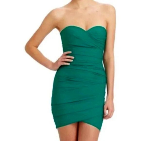 Like new! BCBGMaxAzria Madge Ultra Green Strapless Mini Dress Size 4 - Picture 1 of 12